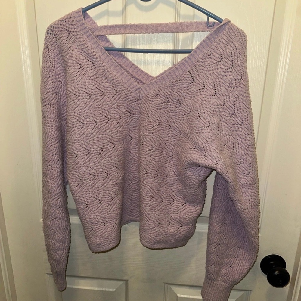 Pink Rose Lilac V-Neck Sweater